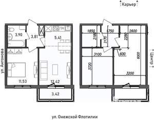 2-к квартира, строящийся дом, 40м2, 16/17 этаж