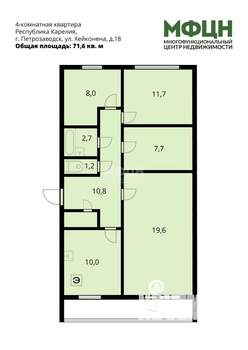 4-к квартира, вторичка, 72м2, 8/10 этаж