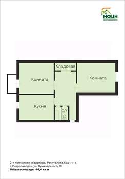 2-к квартира, вторичка, 44м2, 3/5 этаж