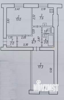 2-к квартира, вторичка, 51м2, 3/3 этаж