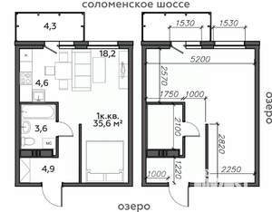 1-к квартира, строящийся дом, 36м2, 23/25 этаж