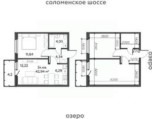 2-к квартира, строящийся дом, 43м2, 12/21 этаж