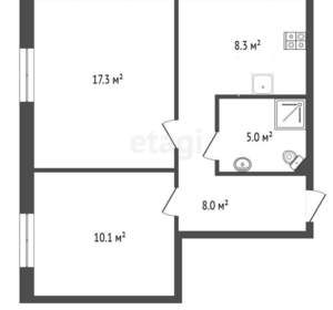 2-к квартира, вторичка, 49м2, 2/2 этаж