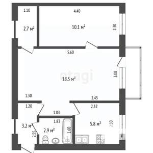 2-к квартира, вторичка, 43м2, 4/6 этаж
