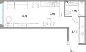 1-к квартира, вторичка, 32м2, 2/7 этаж