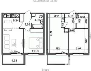 2-к квартира, строящийся дом, 43м2, 8/9 этаж
