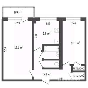2-к квартира, вторичка, 43м2, 3/5 этаж