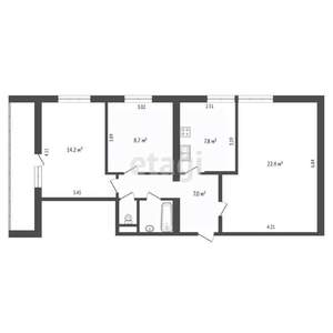 3-к квартира, вторичка, 63м2, 16/16 этаж
