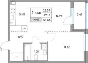 2-к квартира, вторичка, 46м2, 4/7 этаж