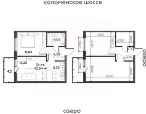 2-к квартира, строящийся дом, 43м2, 11/21 этаж
