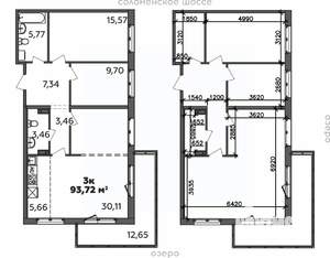 3-к квартира, строящийся дом, 94м2, 5/9 этаж