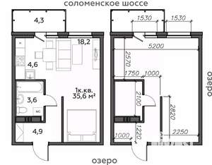 1-к квартира, строящийся дом, 36м2, 20/25 этаж