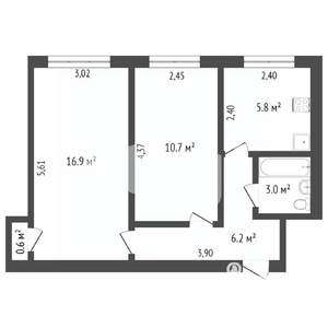 2-к квартира, вторичка, 44м2, 2/5 этаж