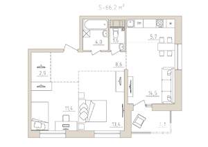3-к квартира, вторичка, 66м2, 3/17 этаж