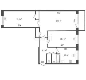 3-к квартира, вторичка, 59м2, 4/5 этаж