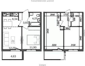 2-к квартира, строящийся дом, 43м2, 3/9 этаж