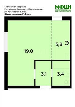 1-к квартира, вторичка, 31м2, 2/3 этаж