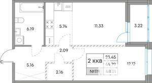 2-к квартира, вторичка, 48м2, 6/7 этаж