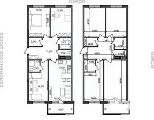 4-к квартира, строящийся дом, 89м2, 4/14 этаж