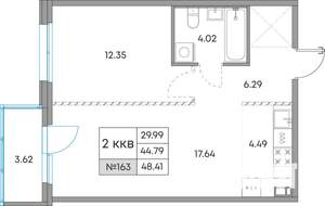 2-к квартира, вторичка, 48м2, 4/7 этаж