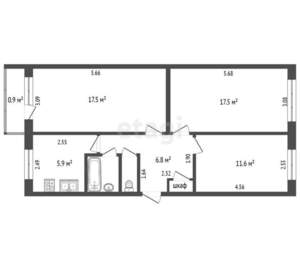 3-к квартира, вторичка, 63м2, 4/5 этаж