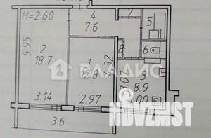 2-к квартира, вторичка, 53м2, 1/9 этаж