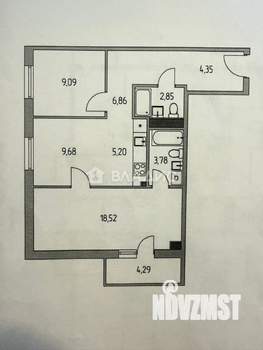 3-к квартира, вторичка, 65м2, 9/9 этаж