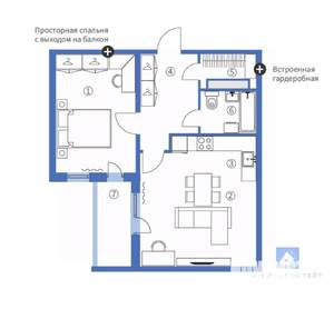 2-к квартира, сданный дом, 63м2, 2/12 этаж