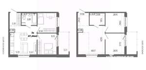 3-к квартира, строящийся дом, 48м2, 9/14 этаж