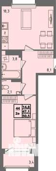 1-к квартира, вторичка, 51м2, 1/4 этаж