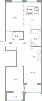 4-к квартира, вторичка, 91м2, 2/7 этаж