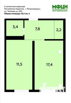 2-к квартира, вторичка, 41м2, 15/21 этаж