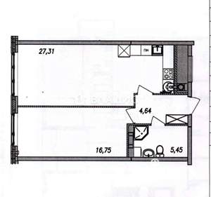 2-к квартира, вторичка, 54м2, 1/5 этаж