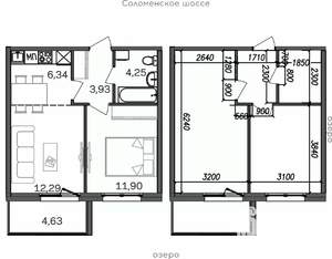 2-к квартира, строящийся дом, 43м2, 3/9 этаж