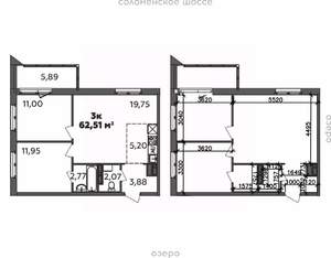 3-к квартира, строящийся дом, 63м2, 9/9 этаж