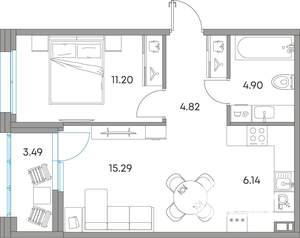 2-к квартира, вторичка, 46м2, 4/7 этаж