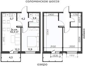 2-к квартира, строящийся дом, 42м2, 4/25 этаж