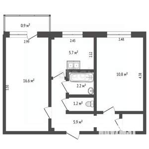 2-к квартира, вторичка, 44м2, 4/5 этаж