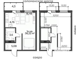 1-к квартира, строящийся дом, 36м2, 5/21 этаж
