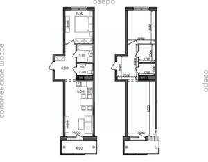 2-к квартира, строящийся дом, 48м2, 2/14 этаж