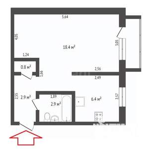 1-к квартира, вторичка, 32м2, 5/5 этаж