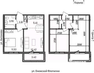 2-к квартира, строящийся дом, 40м2, 6/17 этаж