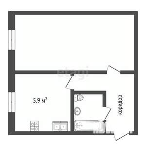 1-к квартира, вторичка, 30м2, 4/5 этаж