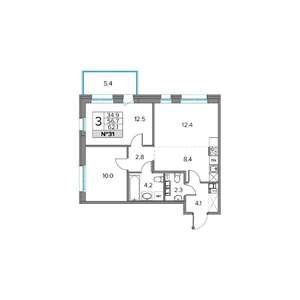 3-к квартира, вторичка, 62м2, 1/5 этаж