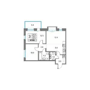 3-к квартира, вторичка, 61м2, 2/5 этаж