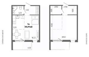 1-к квартира, строящийся дом, 34м2, 8/14 этаж