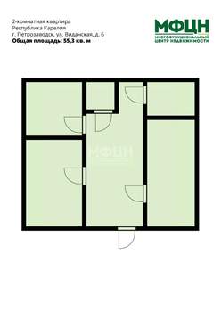 2-к квартира, вторичка, 55м2, 2/2 этаж