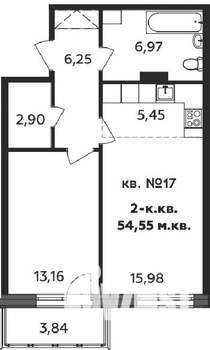 2-к квартира, вторичка, 55м2, 3/4 этаж