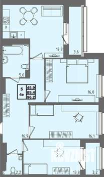 4-к квартира, строящийся дом, 96м2, 4/4 этаж