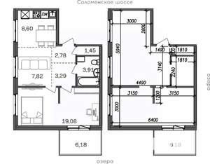 2-к квартира, строящийся дом, 53м2, 1/9 этаж